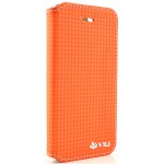 Vili Plaid Style Flip Θήκη iPhone 5 & 5S Πορτοκαλί